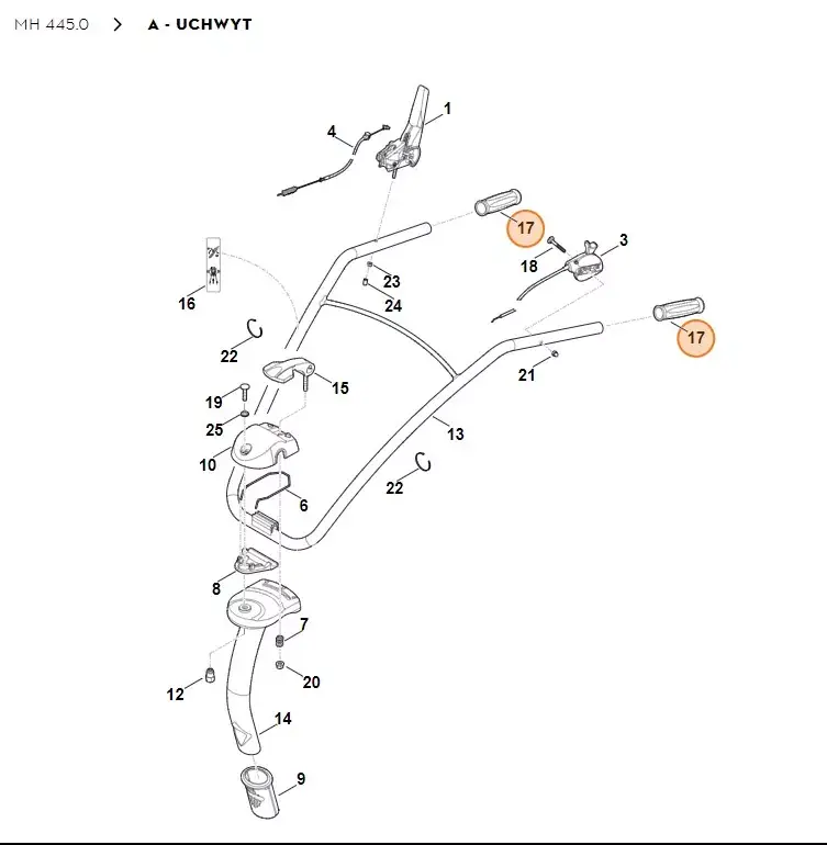 Świetna cena - STIHL Glebogryzarka spalinowa MH445.0 Uchwyt 6375 703 6620